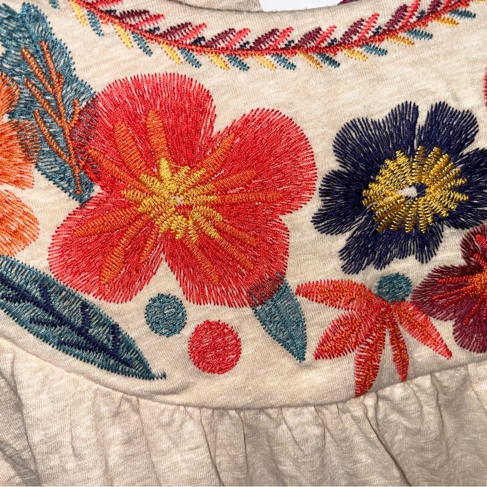 THML Cream Blouse with Orange & Navy Floral Embroidery - Picture 3 of 5